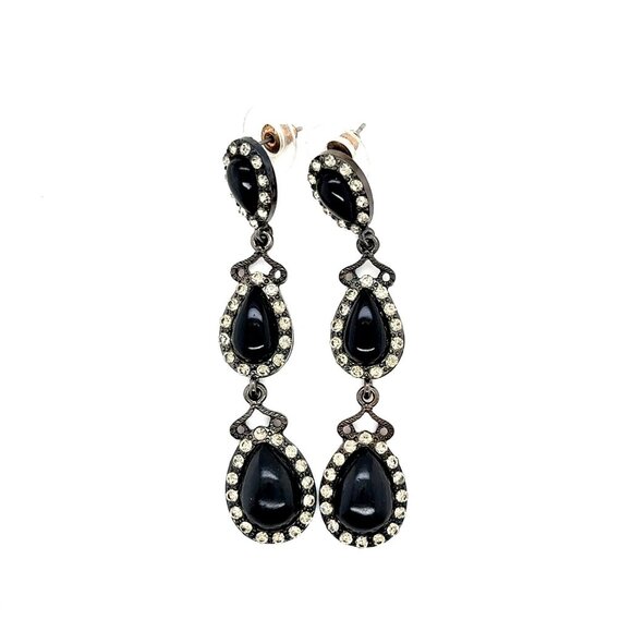 Black Stone Dangle Earrings - Picture 1 of 3